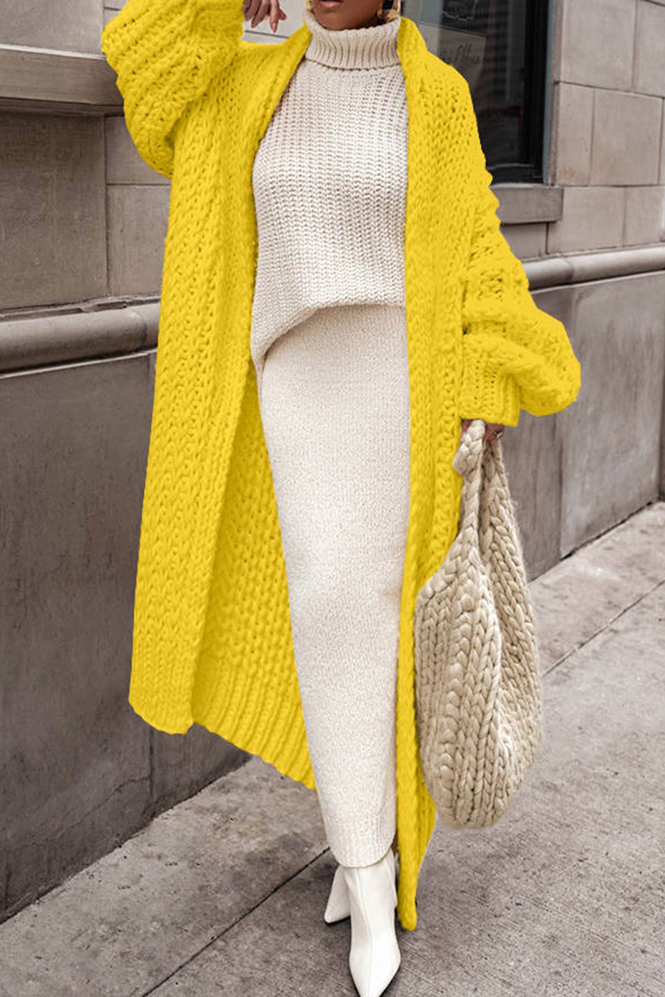 Streetwave Womens Long Knit Cardigan Cozy Warmth With Loose Fit For Everyday Wear