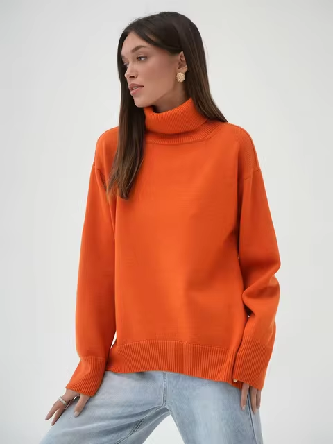 Street Wave Loose Fit Rollneck Sweater For Cozy Warmth And Soft Knit Comfort Women Everyday Casual Style