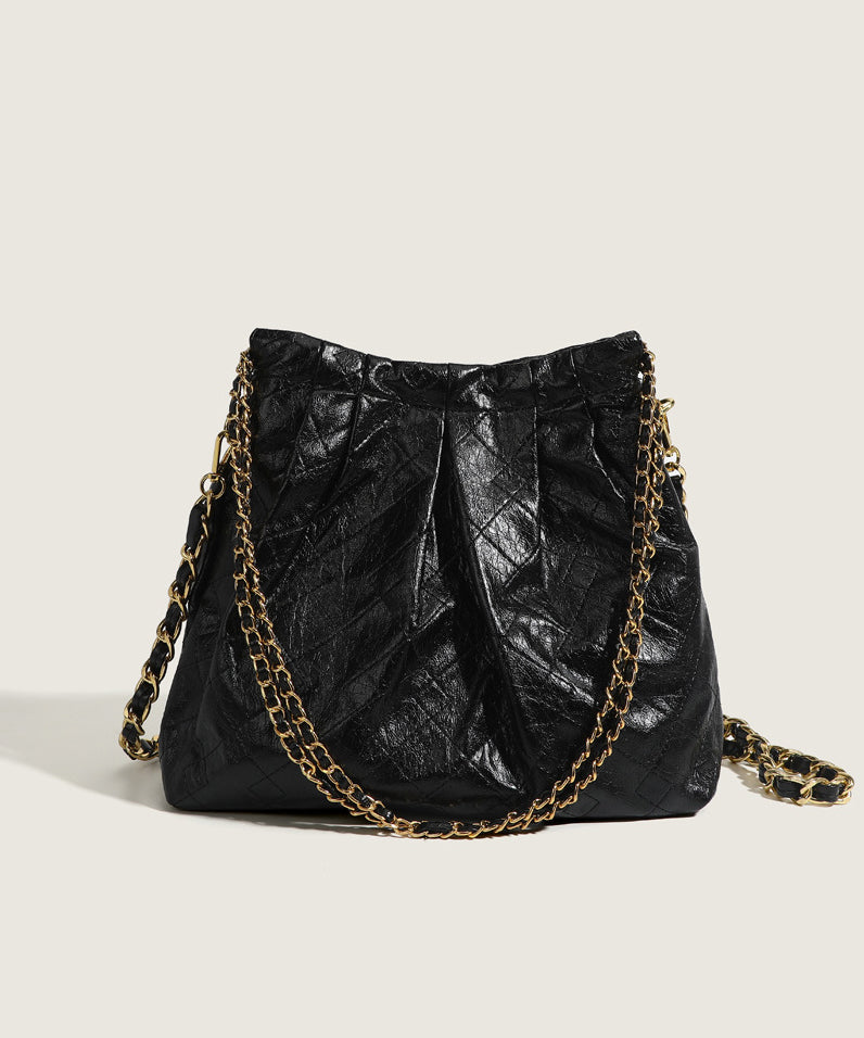 Sac seau en similicuir noir biologique avec chaîne - Street-Wave