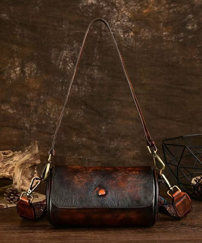 Sac à main en cuir de veau café au design original - Street-Wave