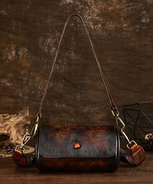 Sac à main en cuir de veau café au design original - Street-Wave