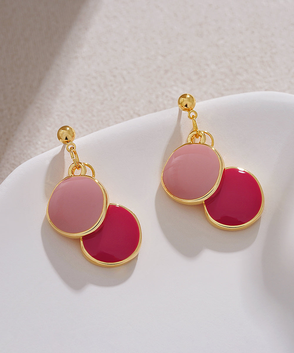 Boucles d'oreilles pendantes rondes en alliage d'or au design original - Street-Wave