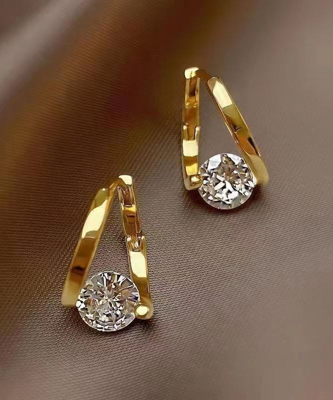 Boucles d'oreilles créoles originales en cuivre doré et zircon - Street-Wave