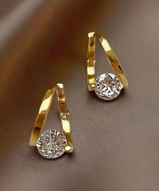 Boucles d'oreilles créoles originales en cuivre doré et zircon - Street-Wave