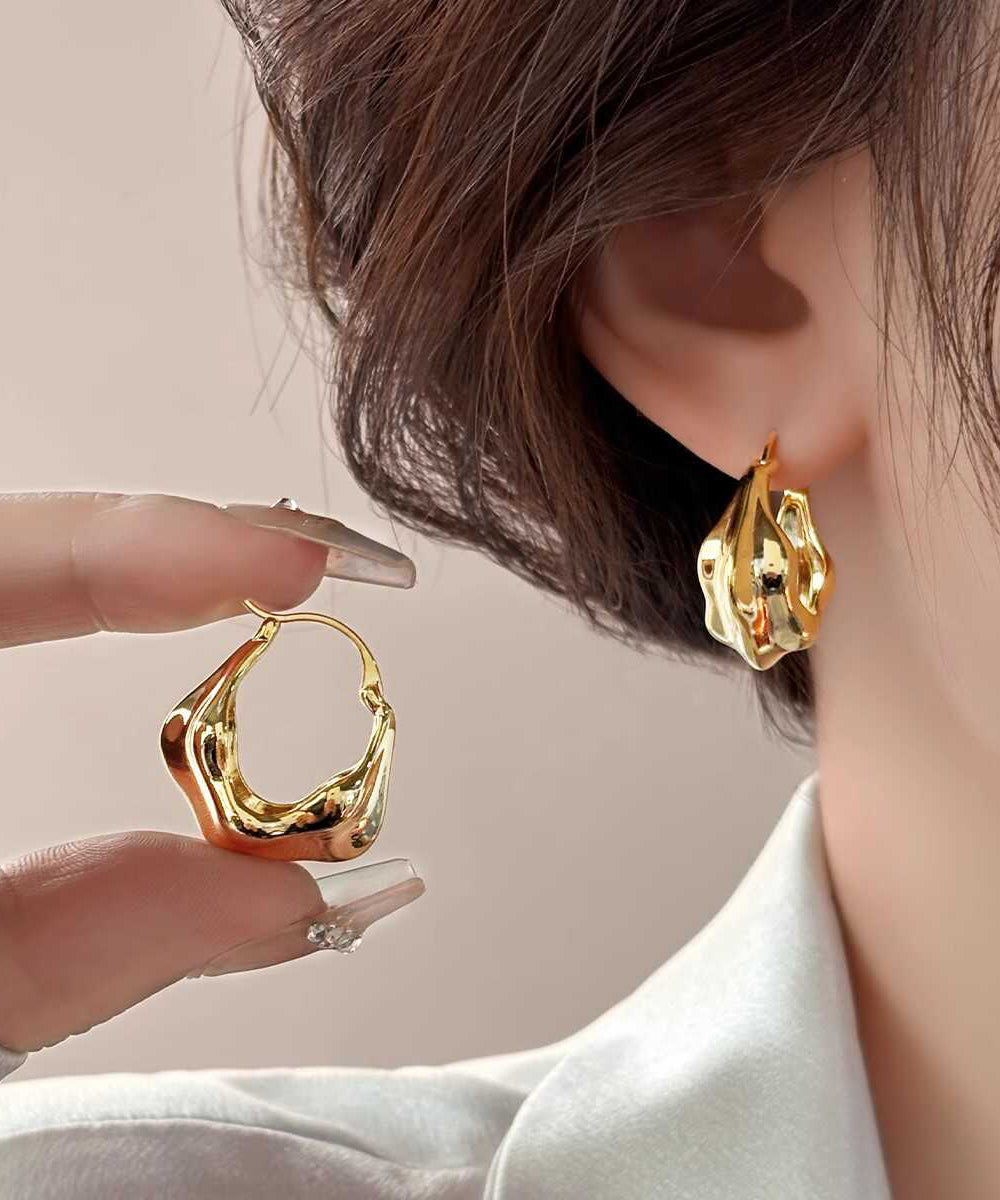 Boucles d'oreilles créoles en métal doré au design original - Street-Wave