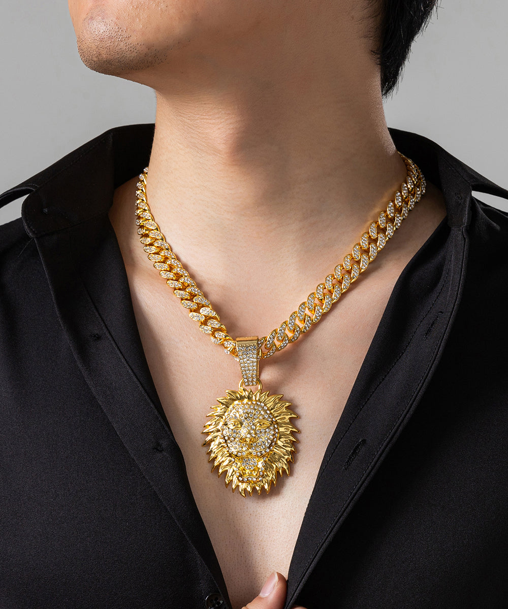 Collier pendentif en zircon doré au design original - Street-Wave