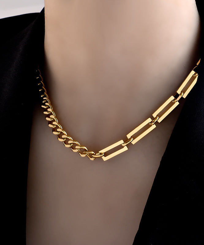 Collier chaîne en acier inoxydable doré au design original - Street-Wave