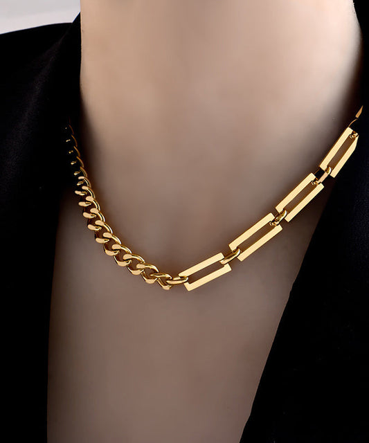 Collier chaîne en acier inoxydable doré au design original - Street-Wave