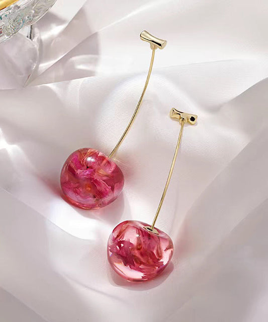 Boucles d'oreilles pendantes en alliage rouge au design original en forme de cerise - Street-Wave