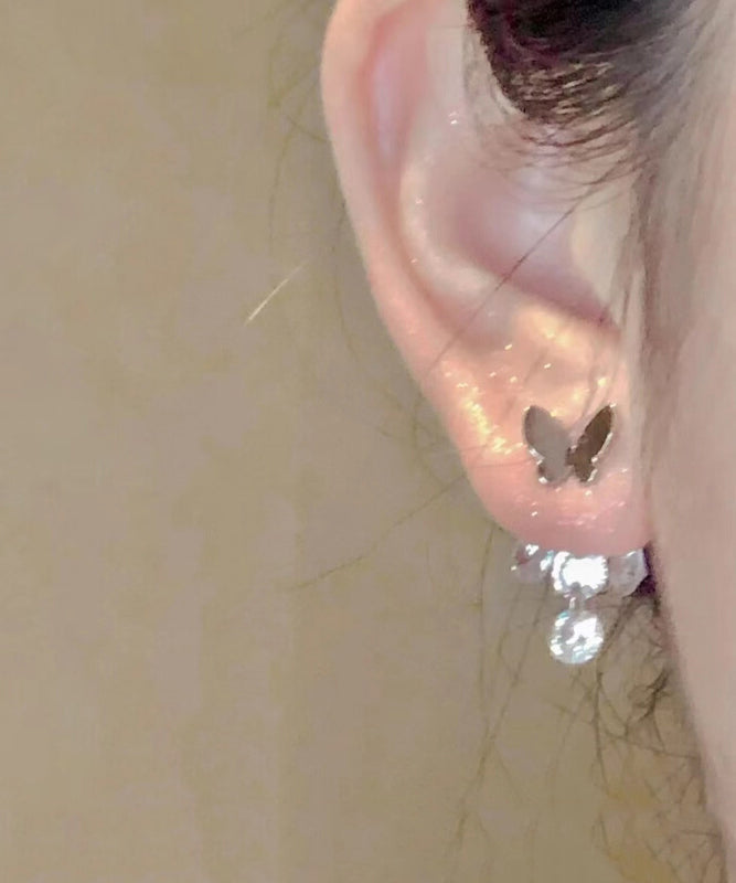 Boucles d'oreilles papillon en métal et zircon au design original - Street-Wave
