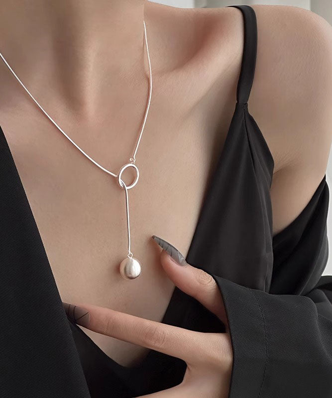 Collier pendentif boule en soie et argent sterling, design original - Street-Wave