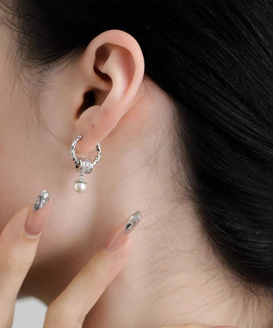 Boucles d'oreilles pendantes en argent sterling et perles en soie au design original - Street-Wave