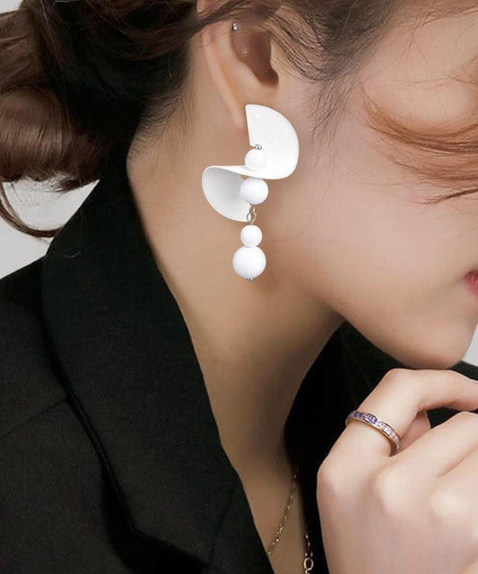 Boucles d'oreilles pendantes en argent sterling blanc au design original - Street-Wave