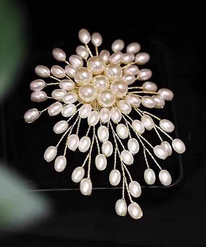 Broches originales en cuivre blanc doré à motifs de feux d'artifice et de perles - Street-Wave