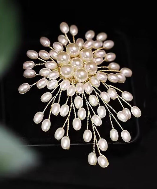 Broches originales en cuivre blanc doré à motifs de feux d'artifice et de perles - Street-Wave