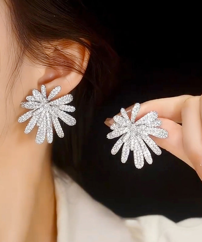 Boucles d'oreilles à tige surdimensionnées en soie, cuivre et zircon, motif feux d'artifice - Street-Wave