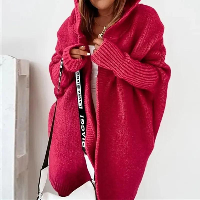 Street Wave Oversized Hooded Cardigan For Women Cozy Knit