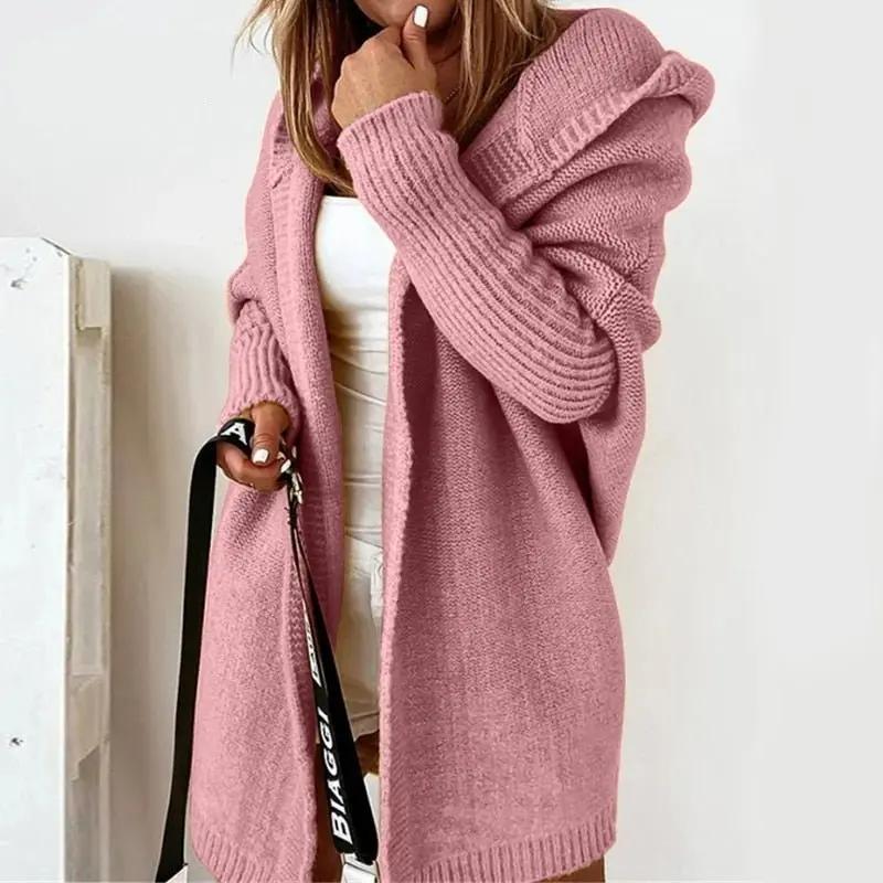 Street Wave Oversized Hooded Cardigan For Women Cozy Knit