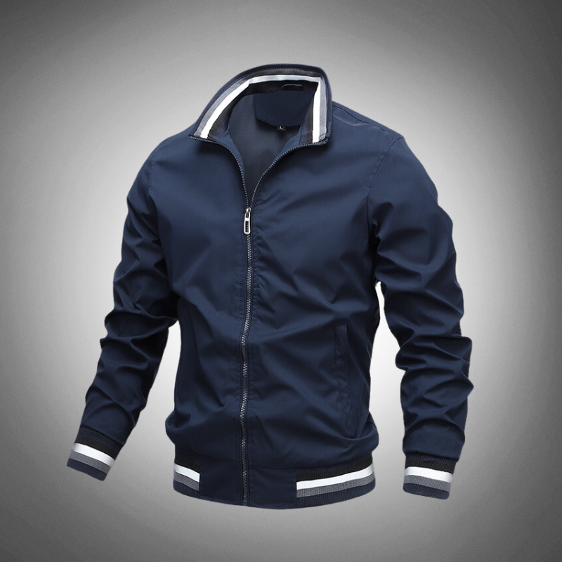 Street Wave Bomber Jacket For Men Breathable Lightweight With Ribbed Sleeves And Side Pockets