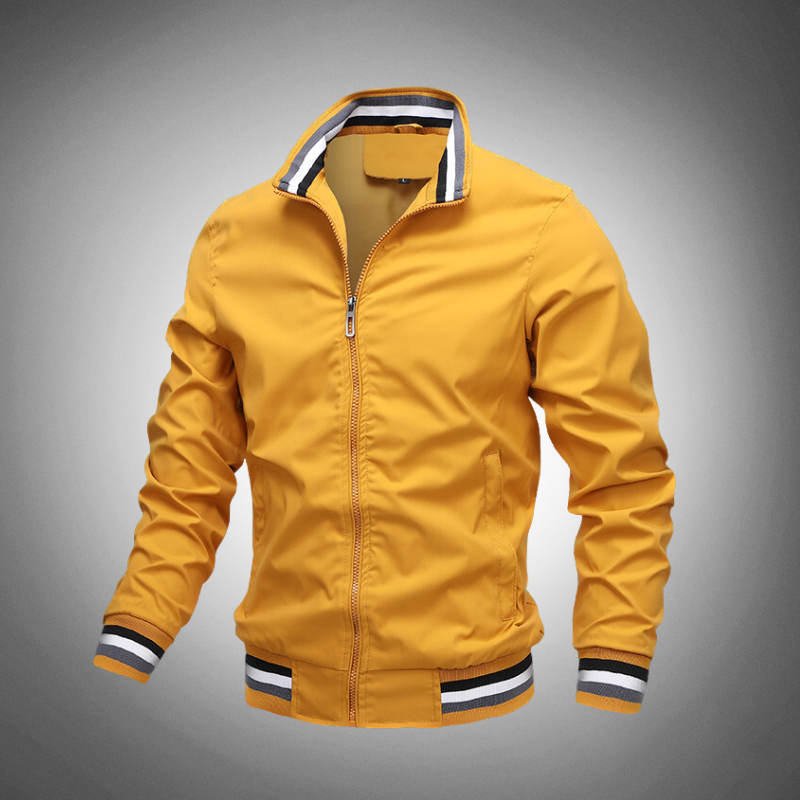 Street Wave Bomber Jacket For Men Breathable Lightweight With Ribbed Sleeves And Side Pockets