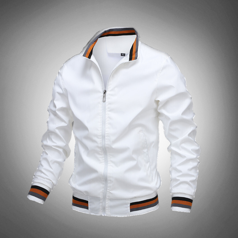 Street Wave Bomber Jacket For Men Breathable Lightweight With Ribbed Sleeves And Side Pockets