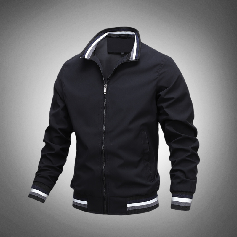 Street Wave Bomber Jacket For Men Breathable Lightweight With Ribbed Sleeves And Side Pockets
