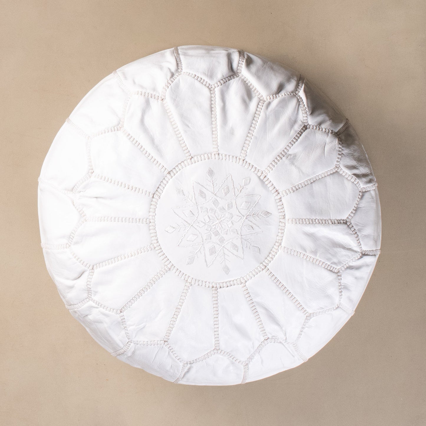 Authentic Moroccan Leather Pouf - White - Street-Wave