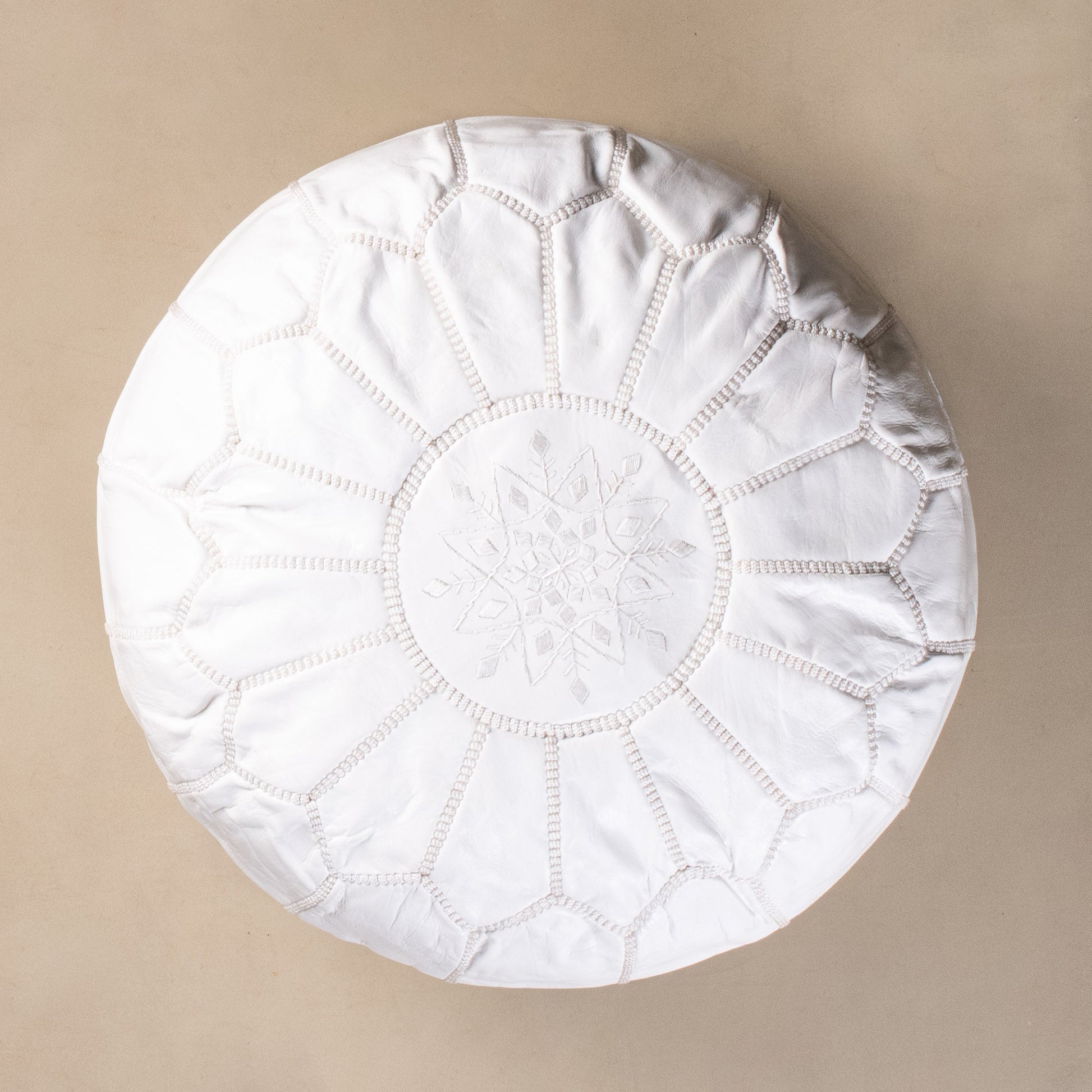 Authentic Moroccan Leather Pouf - White - Street-Wave
