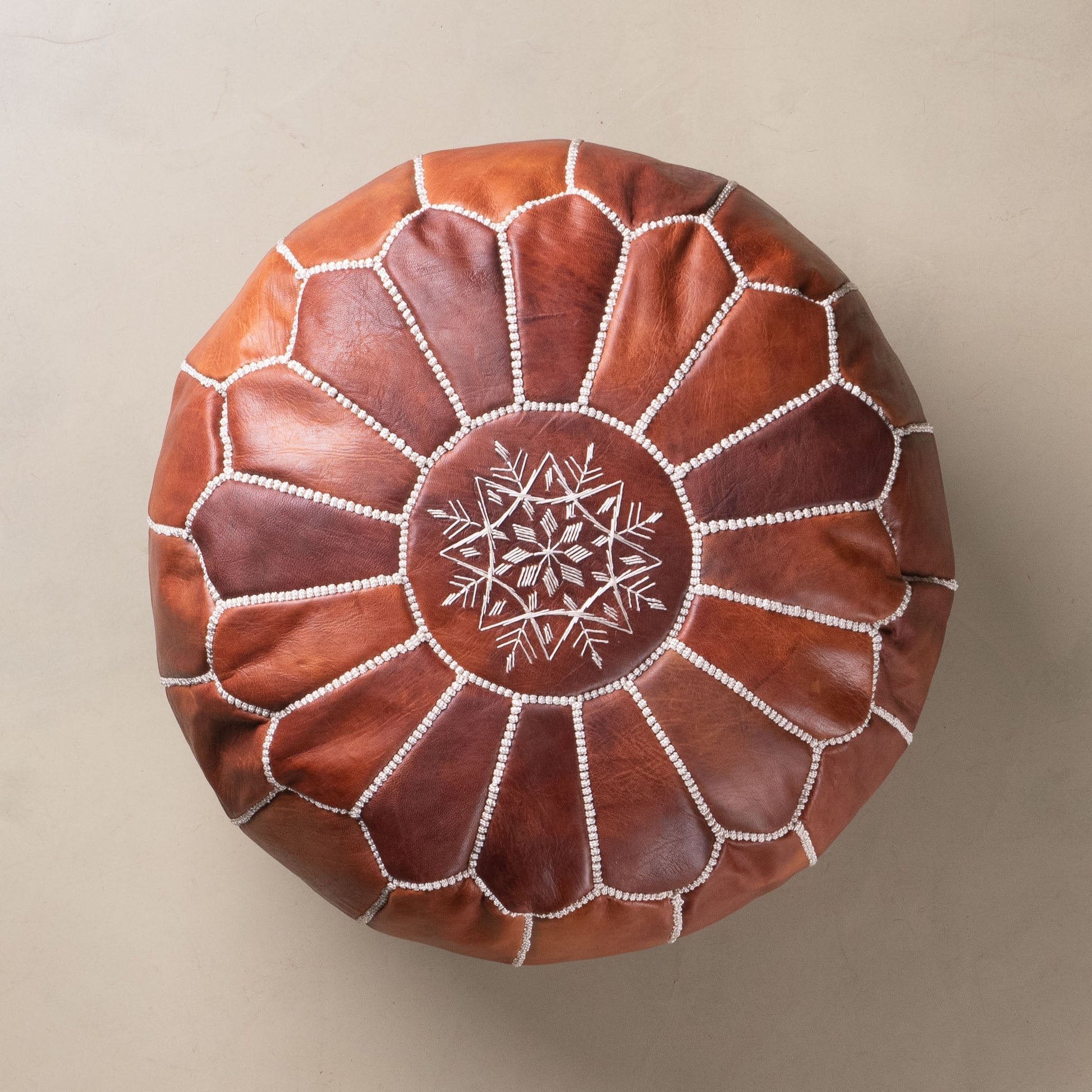 Authentic Moroccan Leather Pouf - Chocolate - Street-Wave