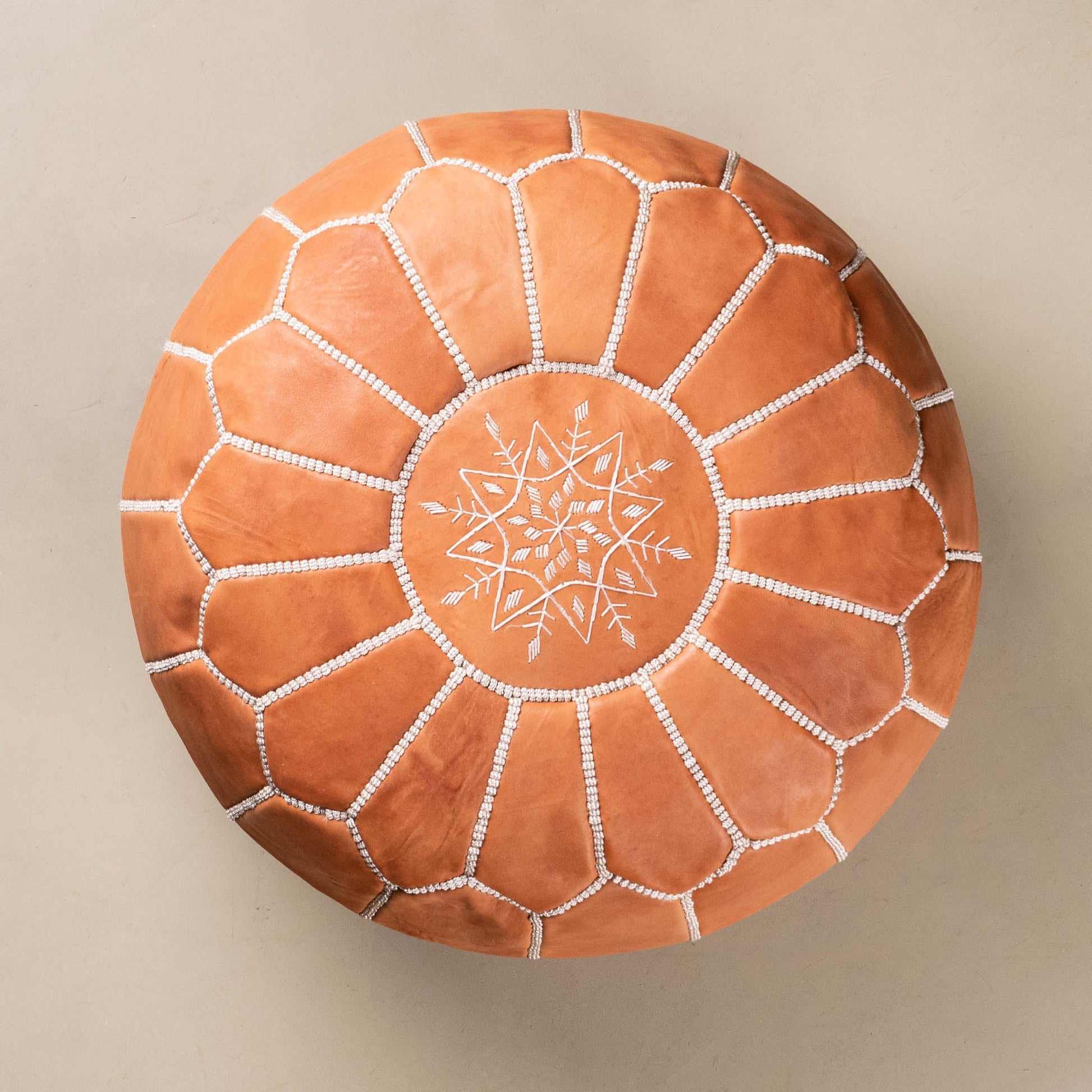 Authentic Moroccan Leather Pouf - Brown - Street-Wave