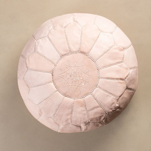 Authentic Moroccan Leather Pouf - Nude - Street-Wave