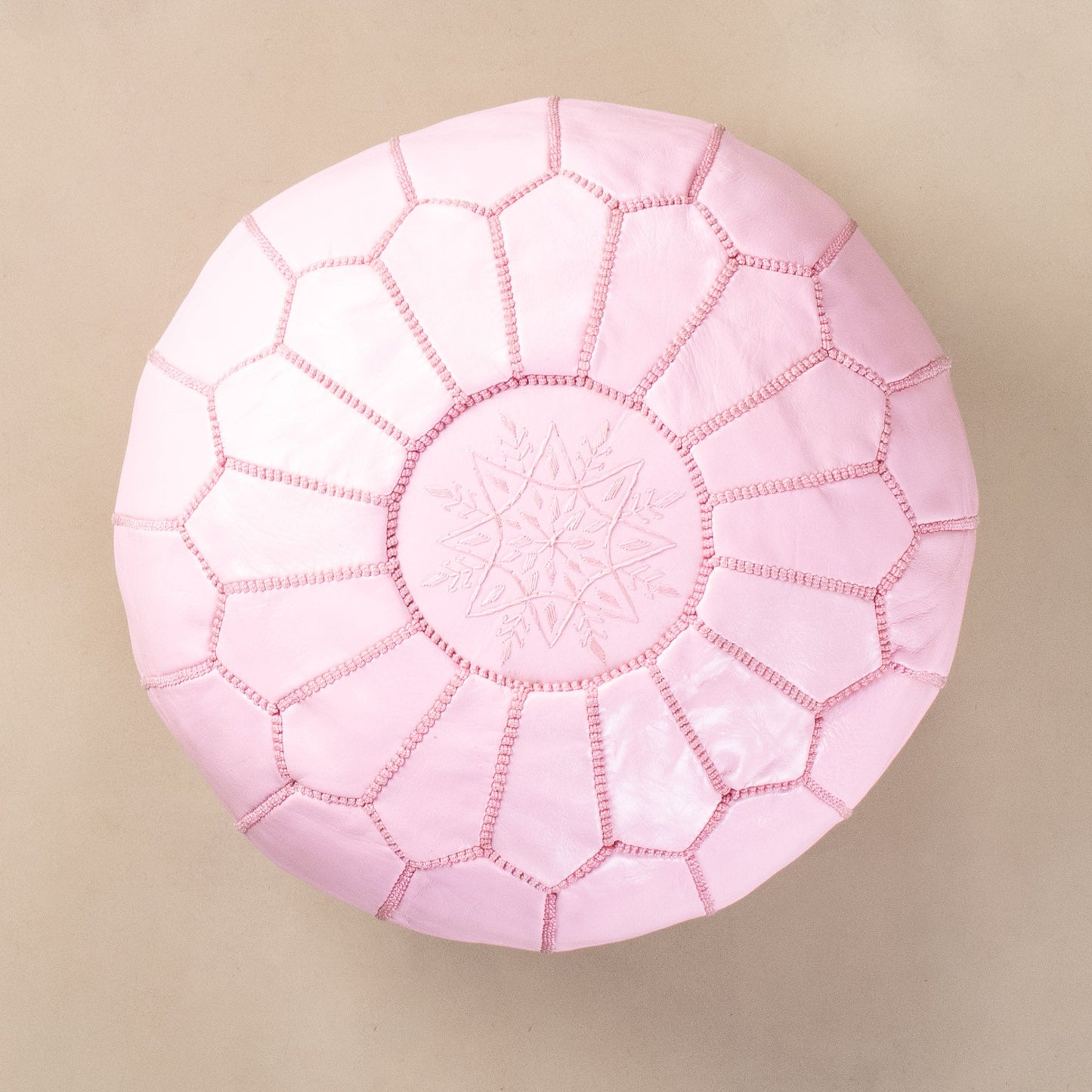 Authentic Moroccan Leather Pouf - Pink - Street-Wave