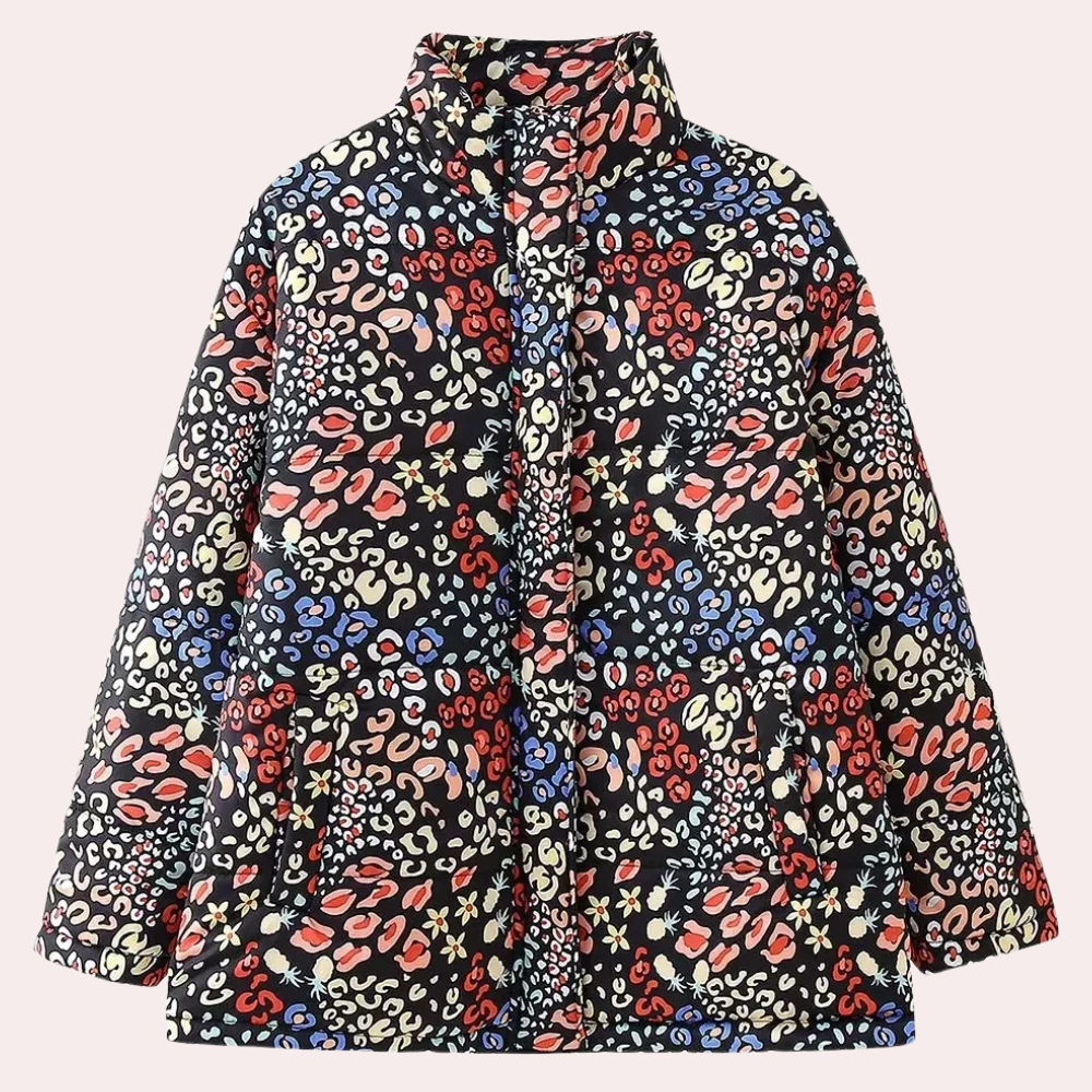 Streetwave Women Long Puffer Coat Insulated Warmth Leopard Print Stylish Winter Jacket