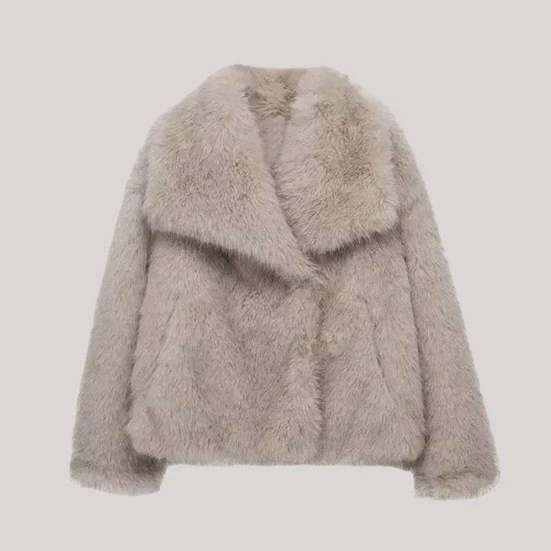 Street Wave Womens Faux Fur Coat Luxury Warmth Cozy Comfort Winter Essential Premium