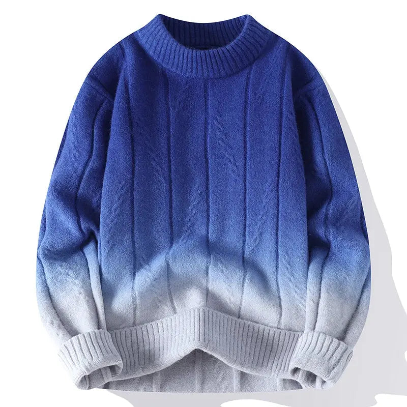 Street-wave Men's Gradient Knit Pullover With Soft Comfort For Urban Style And Versatility
