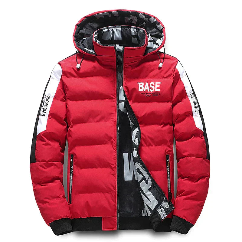 Street-wave Men's Down Winter Jacket - Warm Puffer Coat With Hood For Cold Weather