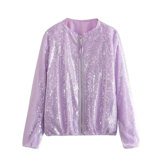 Street-wave Sequined Jacket For Women Glittering Shine Elegant Warmth Party Ready