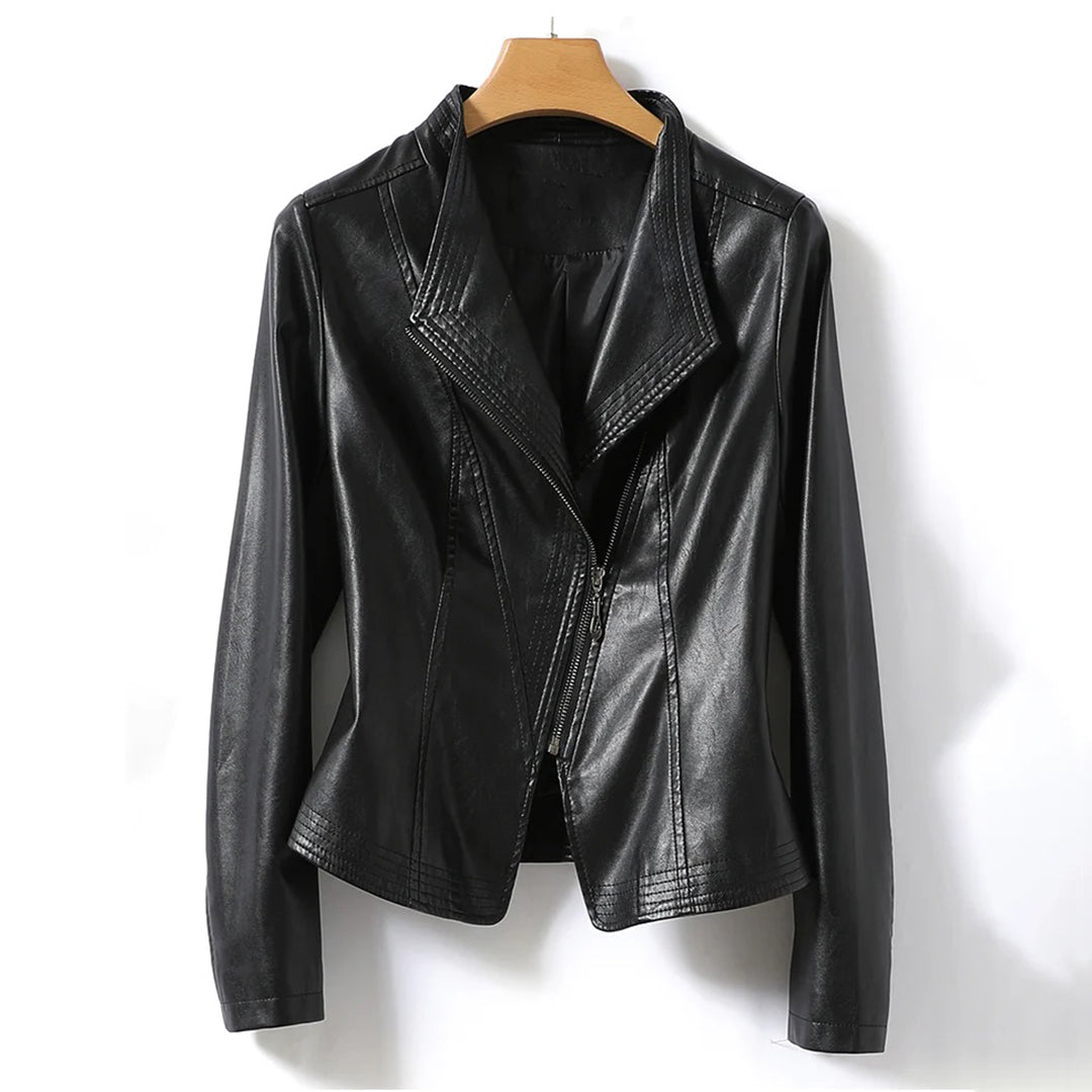 Street-Wave Leather Moto Jacket For Women Bold Stylish Autumn Outerwear For Adventurous Women