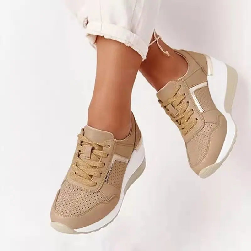 Street-Wave Wedge Sneakers For Women Concealed Elevation Comfort Stylish