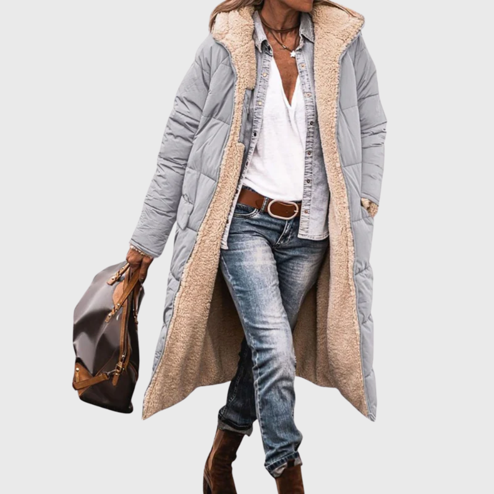 Women's Reversible Puffer Coat with Lined Design and Versatile Style