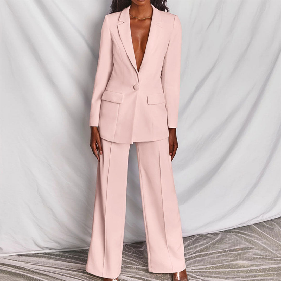 Street Wave Women Blazer And Trousers Set Elegant Business Suit For Meetings And Events
