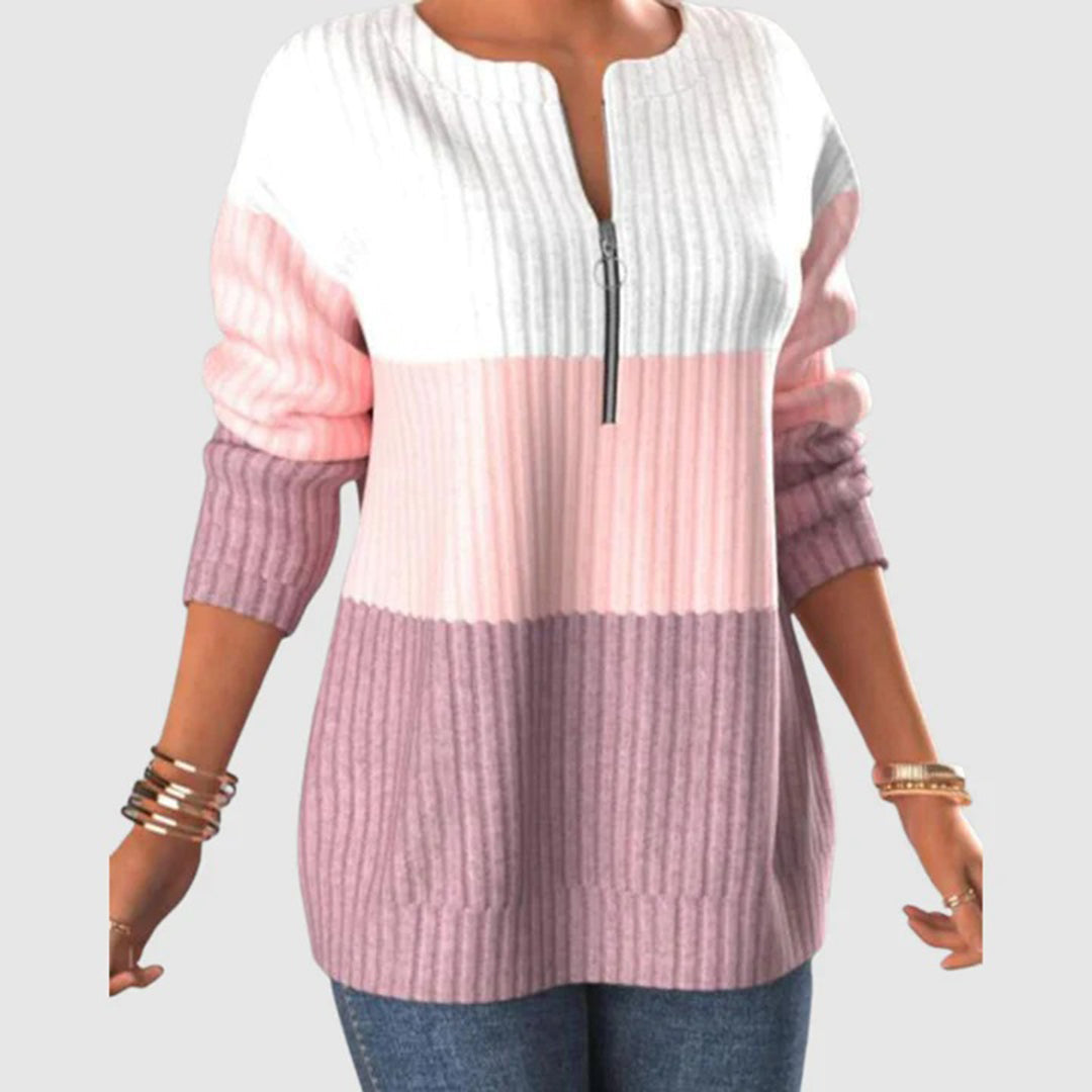 Street Wave Cozy Gradient Knit Pullover For Women Soft Warm Winter Sweater With Plush Comfort