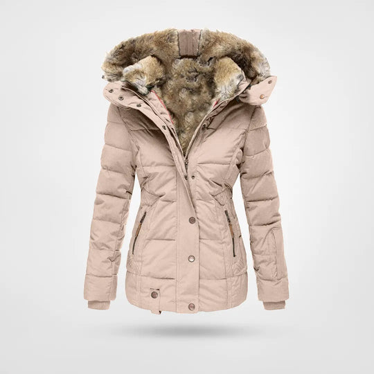 Street-wave Women's Cozy Puffer Coat With Fur-Lined Hood For Winter Warmth And Comfort