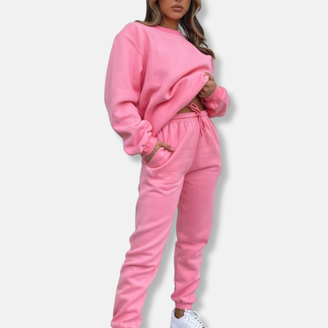Street Wave Women Cotton Blend Two Piece Set Relaxed Fit With Drawstring Waist