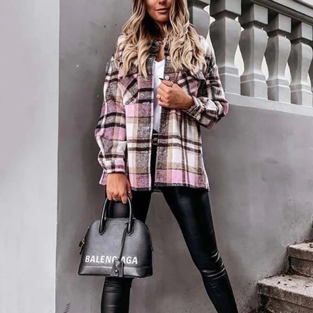 Streetwave Cozy Plaid Autumn Jacket For Women Warm Soft Flannel Outerwear With Comfortable Fit
