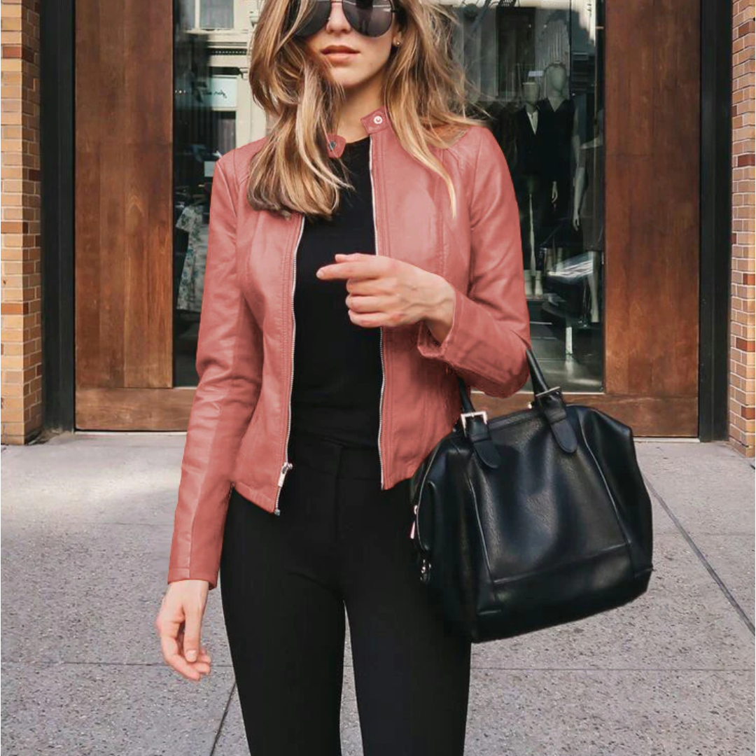 Street-wave PU Leather Bike Jacket For Women, Trendy, Warm All Season Comfort For Urban Riders