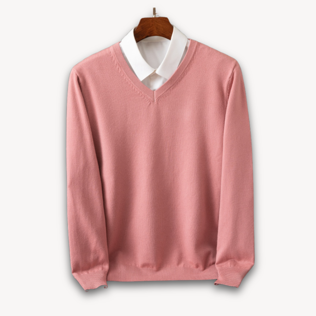 Street-Wave Men's V Neck Slim Fit Sweater In Soft Knit With Ribbed Edges For Versatile Style