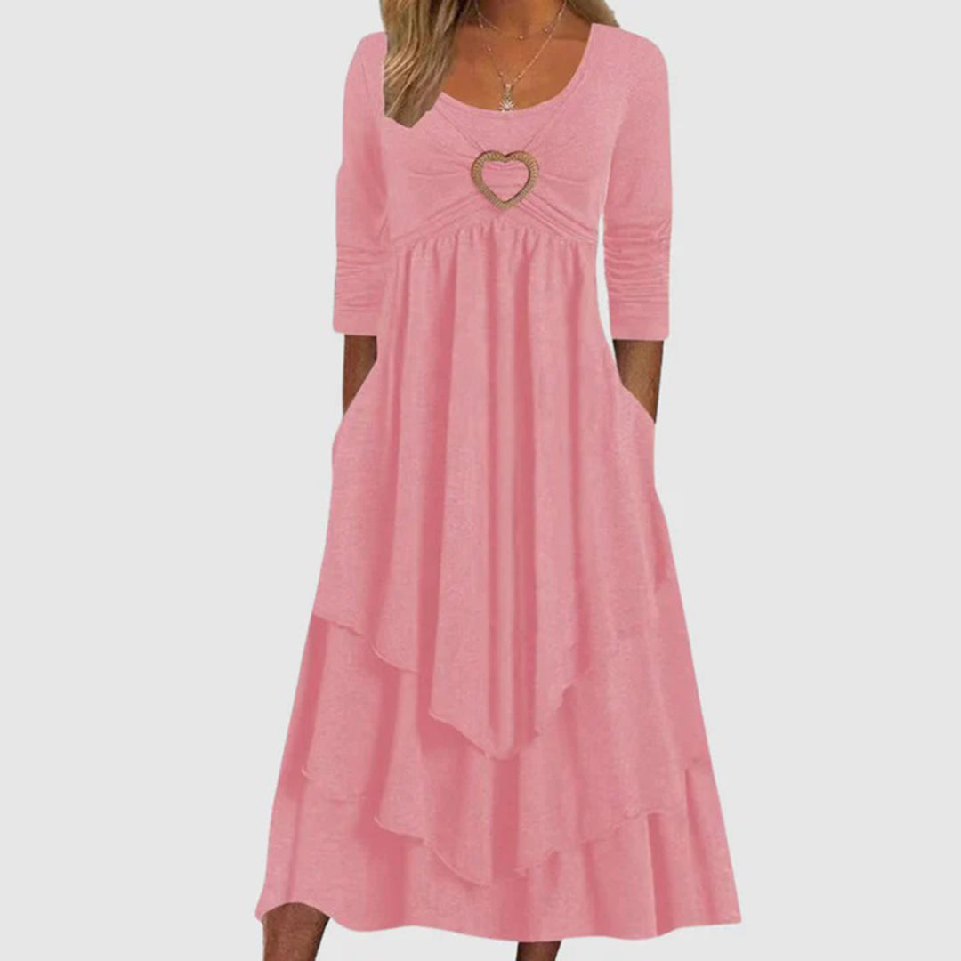 Street-Wave Womens Maxi Dress With Layered Design And Sweetheart Neckline