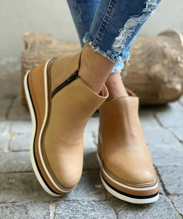 Street-Wave Platform Wedge Ankle Boots For Women All Day Comfort