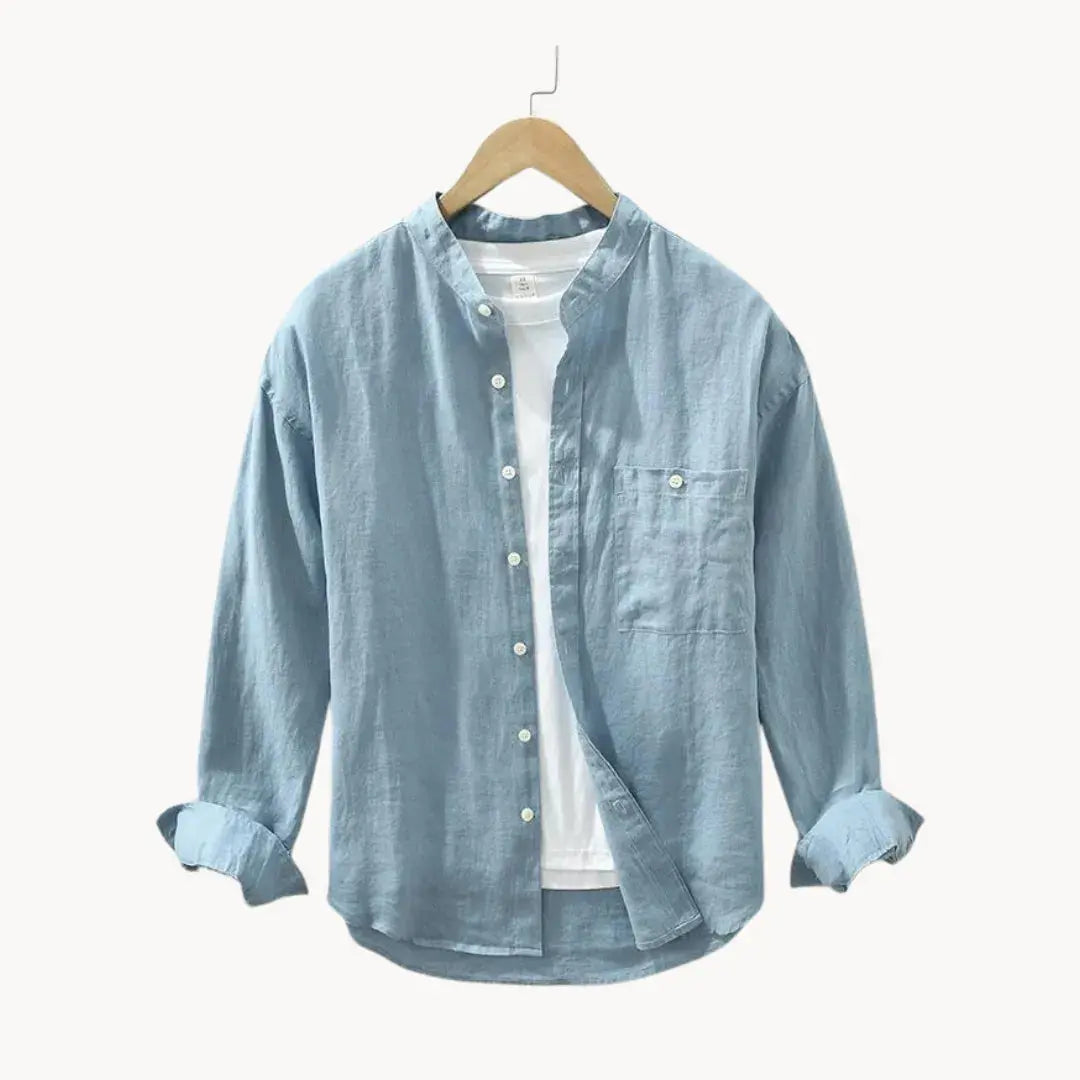 Prestige Linen Casual Shirt Slim Fit With Chest Pocket Washed Dye For Summer Unisex By Street-Wave